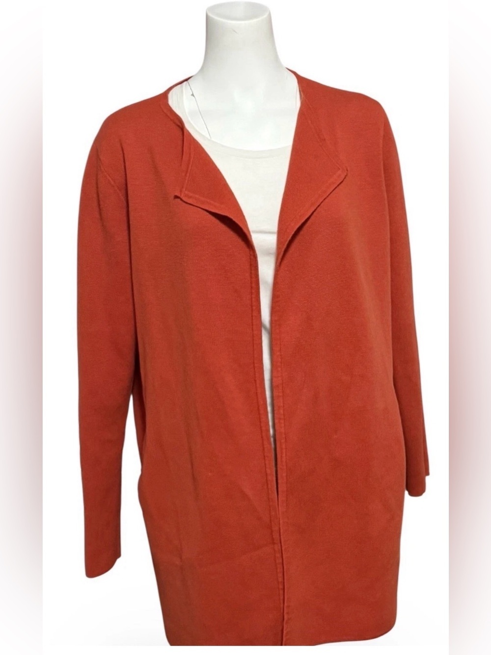 J.CREW Vanessa Open Front Women's L Cardigan Sweater Jacket Orange Pockets